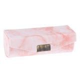 Maxbell Stone Pattern Leather Lip Gloss Makeup Lipstick Holder Case with Mirror Orange Pink