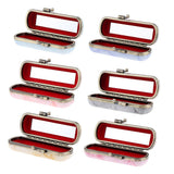 Maxbell Makeup Holder Lipstick Case Storage Box with Mirror for Purse Pink