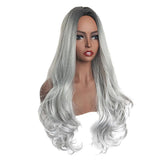 Maxbell 26'' Natural Long Curly Wigs Synthetic Full Wig for Cosplay Fancy Dress Black Gray