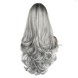 Maxbell 26'' Natural Long Curly Wigs Synthetic Full Wig for Cosplay Fancy Dress Black Gray
