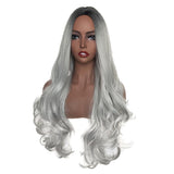 Maxbell 26'' Natural Long Curly Wigs Synthetic Full Wig for Cosplay Fancy Dress Black Gray
