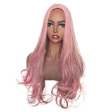 Maxbell 26'' Natural Long Curly Wigs Synthetic Full Wig for Cosplay Fancy Dress Pink