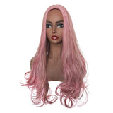 Maxbell 26'' Natural Long Curly Wigs Synthetic Full Wig for Cosplay Fancy Dress Pink