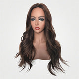 Maxbell 24 Inch Women Long Wavy Curly Middle Part Hairpieces Synthetic Daily Wigs