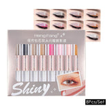 Maxbell Pack of 8 Fashion Makeup Eyeshadow Liquid Pearlescent Shiny Fast-dry Lasting Eye Shadow for Lip,Face,Eyes,Cheek and Body