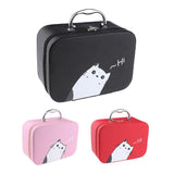 Maxbell Handheld Leather Makeup Train Case Cosmetic Organizer Bag With Mirror Zipper Pink