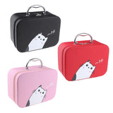 Maxbell Handheld Leather Makeup Train Case Cosmetic Organizer Bag With Mirror Zipper Pink