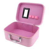 Maxbell Handheld Leather Makeup Train Case Cosmetic Organizer Bag With Mirror Zipper Pink
