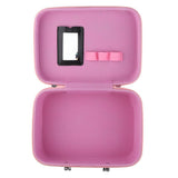 Maxbell Handheld Leather Makeup Train Case Cosmetic Organizer Bag With Mirror Zipper Pink