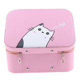 Maxbell Handheld Leather Makeup Train Case Cosmetic Organizer Bag With Mirror Zipper Pink