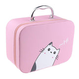Maxbell Handheld Leather Makeup Train Case Cosmetic Organizer Bag With Mirror Zipper Pink