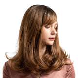 Max 16'' Synthetic Long Straight Curly Wigs for Women Cosplay Costume Wig Brown