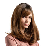 Max 16'' Synthetic Long Straight Curly Wigs for Women Cosplay Costume Wig Brown