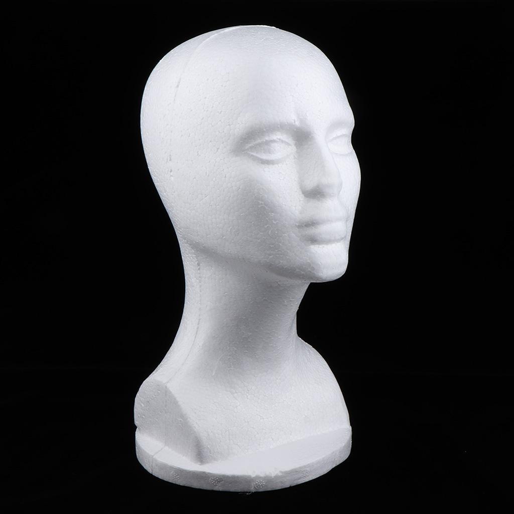 Maxbell Premium Quality Female Styrofoam Wig Display Stand Head Model w/ Mount Hole ( White, 12inches ) - Aladdin Shoppers