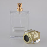 Max Maxb Square 50ml Empty Perfume Bottle Transparent Glass Golden Lid