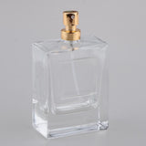 Max Maxb Square 50ml Empty Perfume Bottle Transparent Glass Golden Lid