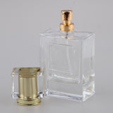 Max Maxb Square 50ml Empty Perfume Bottle Transparent Glass Golden Lid