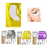 Max 11pcs Eyelash Extension Set-Eyelash Pads/Tweezer/Lashes/Curler/Lash Holder Golden