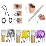 Max 11pcs Eyelash Extension Set-Eyelash Pads/Tweezer/Lashes/Curler/Lash Holder Golden