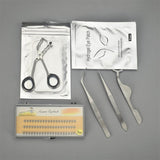 Max 11pcs Eyelash Extension Set-Eyelash Pads/Tweezer/Lashes/Curler/Lash Holder Silver