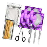 Max 11pcs Eyelash Extension Set-Eyelash Pads/Tweezer/Lashes/Curler/Lash Holder Purple