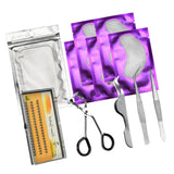 Max 11pcs Eyelash Extension Set-Eyelash Pads/Tweezer/Lashes/Curler/Lash Holder Purple