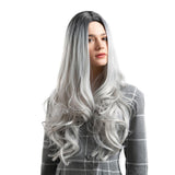 Max Maxb 26 inch Synthetic Long Curly Wigs for Women Cosplay Costume Full Wig Black Gray