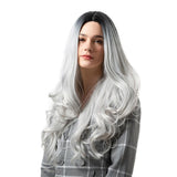 Max Maxb 26 inch Synthetic Long Curly Wigs for Women Cosplay Costume Full Wig Black Gray