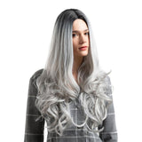 Max Maxb 26 inch Synthetic Long Curly Wigs for Women Cosplay Costume Full Wig Black Gray