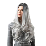 Max Maxb 26 inch Synthetic Long Curly Wigs for Women Cosplay Costume Full Wig Black Gray