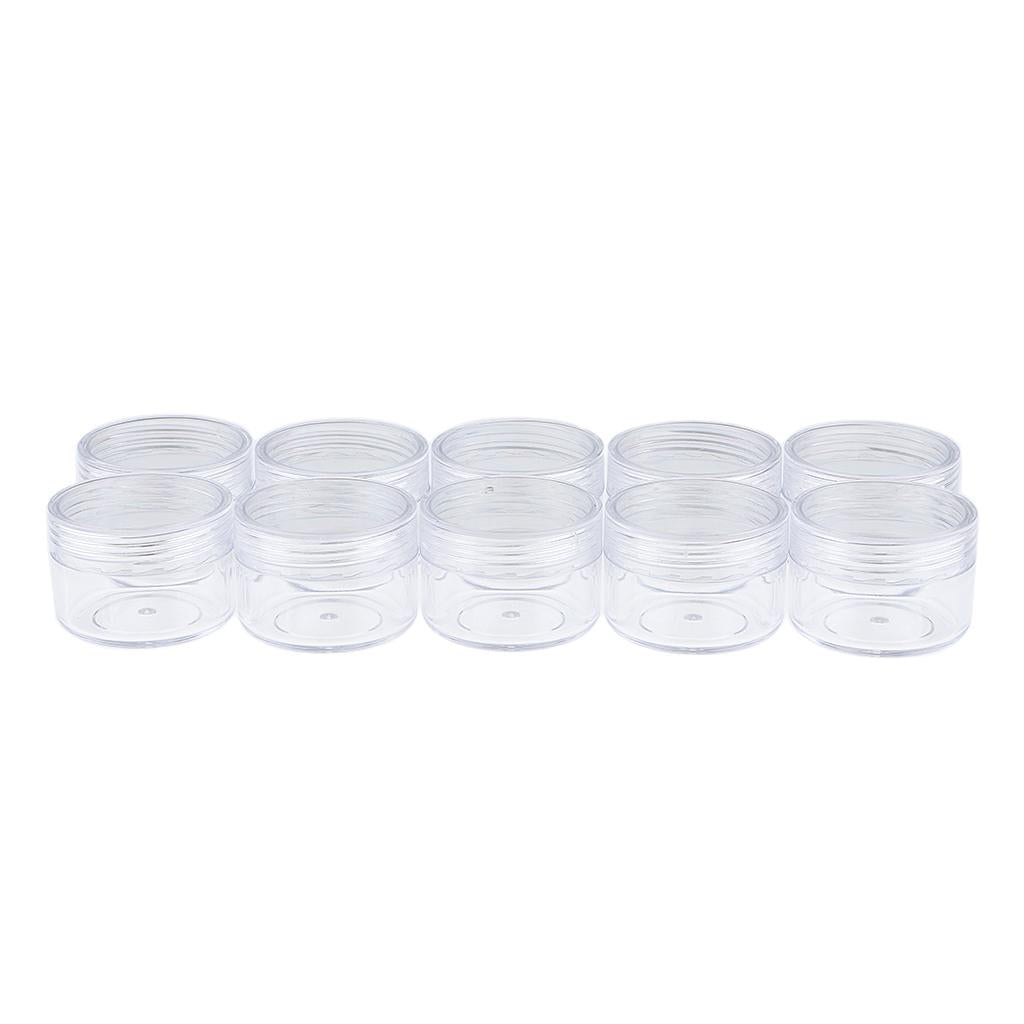 10x Empty Round Clear Makeup Jar Pot Powder Travel Cream Cosmetic Container 15g