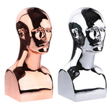 Maxbell Male Mannequin Head Bust Display Stand for Wigs Hair Hat Glasses Jewelry Rose Gold