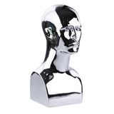 Maxbell Male Mannequin Head Bust Display Stand for Wigs Hair Hat Glasses Jewelry Silver