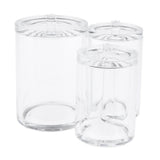 Maxbell Clear Acrylic Brush Organizer Holder Cup Makeup Display 3 Space with Cover