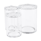 Maxbell Clear Acrylic Brush Organizer Holder Cup Makeup Display 3 Space with Cover