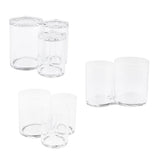 Maxbell Clear Acrylic Brush Organizer Holder Cup Makeup Display 3 Space with Cover