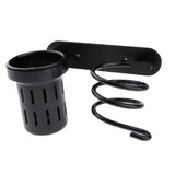 Maxbell Hair Dryer Holder Hair Blower Dryer Rack Wall Mount Organizer Storage Cup Black
