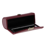 Max Leather Lipstick Case Holder Storage Box mirror Purse Pocket Wine Red