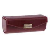 Max Leather Lipstick Case Holder Storage Box mirror Purse Pocket Wine Red