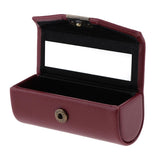 Max Leather Lipstick Case Holder Storage Box mirror Purse Pocket Wine Red