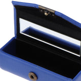 Maxbell Leather Lipstick Case Holder Storage Box mirror Purse Pocket Sapphire Blue