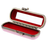 Maxbell Makeup Holder Lipstick Case Lip Gloss Storage Box with Mirror for Purse Pink