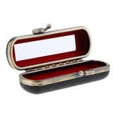 Maxbell Makeup Holder Lipstick Case Lip Gloss Storage Box with Mirror for Purse Black
