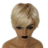 Max Maxb Natural Short Bob Wigs Human Hair Pixie Cut Wig for Women with Bangs 8 inch