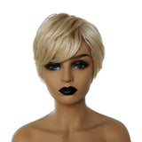 Max Maxb Natural Short Bob Wigs Human Hair Pixie Cut Wig for Women with Bangs 8 inch