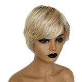 Max Maxb Natural Short Bob Wigs Human Hair Pixie Cut Wig for Women with Bangs 8 inch