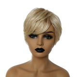 Max Maxb Natural Short Bob Wigs Human Hair Pixie Cut Wig for Women with Bangs 8 inch