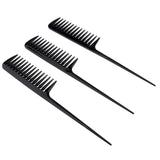 Maxbell 3Pcs Barber Plastic Hair Teasing Comb Lifting Back Combing Brush Rat Tail