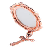Maxbell Vintage Round Handheld Makeup Vanity Folding Compact Mirror with Handle Rose Gold