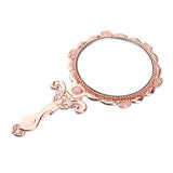 Maxbell Vintage Round Handheld Makeup Vanity Folding Compact Mirror with Handle Rose Gold